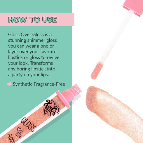Kimchi Chic Gloss Over Gloss - Shimmery Micro-Sparkle Lip Gloss in Peach Pink, Fragrance-Free Lip Balm