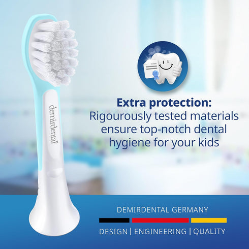 Kids Mini Toothbrush Heads Compatible with Philips Sonicare, Replacement Heads for Ages 3 to 6, Turquoise - HX6038-8
