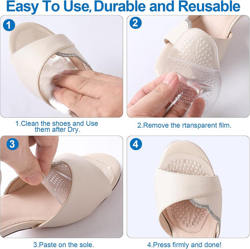 Metatarsal Pads Ball of Foot Cushions for Men and Women, Soft Gel Foot Pads for Pain Relief (4.2"x2.8", 4 Pairs)