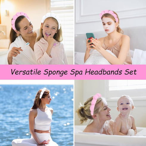 2 PCS Terry Towel Cloth Spa Headband for Women & Girls - Sponge Headbands for Skincare, Makeup Removal, Face Washing