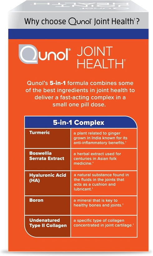 Qunol 5-in-1 Joint Support Supplement - Fast Acting One Pill Dose for Healthy Inflammation Response, 60 Count