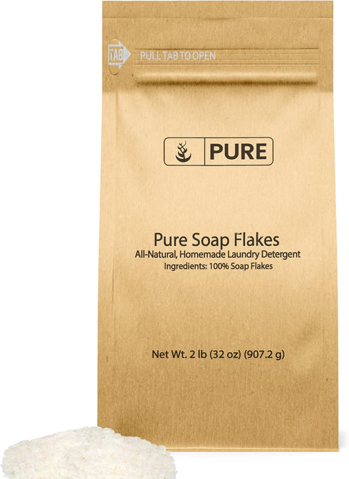 Pure Original Ingredients Soap Flakes, 2 lb, Granulated Soap, Tallow Based, Homemade Laundry Detergent