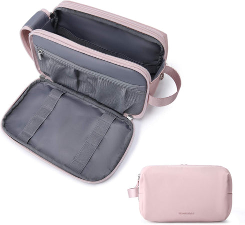 BAGSMART Toiletry Bag for Women, Cosmetic Makeup Organizer, Travel Dopp Kit, Water-resistant Shaving Bag, Pink