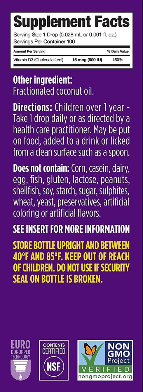Ddrops Kids Booster 600IU 100 Drops - Daily Liquid Vitamin D for Kids. Support Strong Bones & Immune System in Children. No Preservatives, No Sugar, Non-GMO, Allergy-Friendly (Pack of 2)