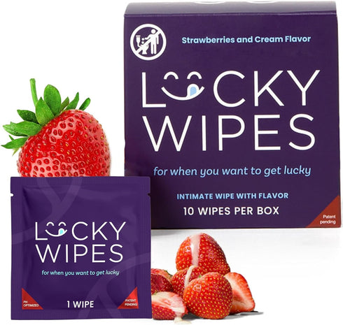 Lucky Wipes For Men, Individually Wrapped - pH Balanced Flavored Intimate Wipes