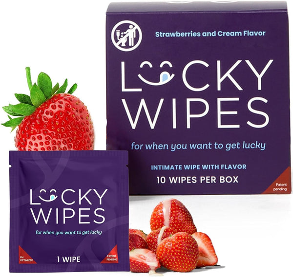 Lucky Wipes For Men, Individually Wrapped - pH Balanced Flavored Intimate Wipes