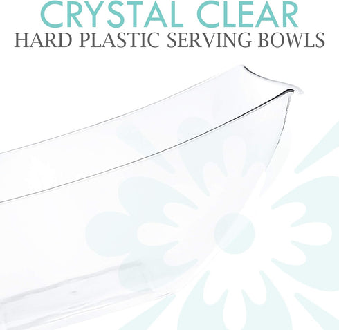 PLASTICPRO Disposable 64 Ounce Square Serving Bowls, Large Plastic Crystal Clear Snack or Salad Bowl, Pack of 4