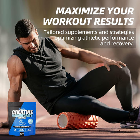 Creatine Monohydrate Gummies for Men & Women - 5g per Serving, Sugar Free, Vegan, Pre-Workout Supplement (120 Count) -