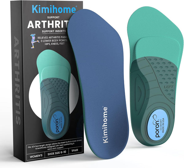 Plantar Fasciitis Insoles for Heel Pain Relief, 3/4 Length Orthotics Support Inserts for Work Boots, Women's 6-10, 1