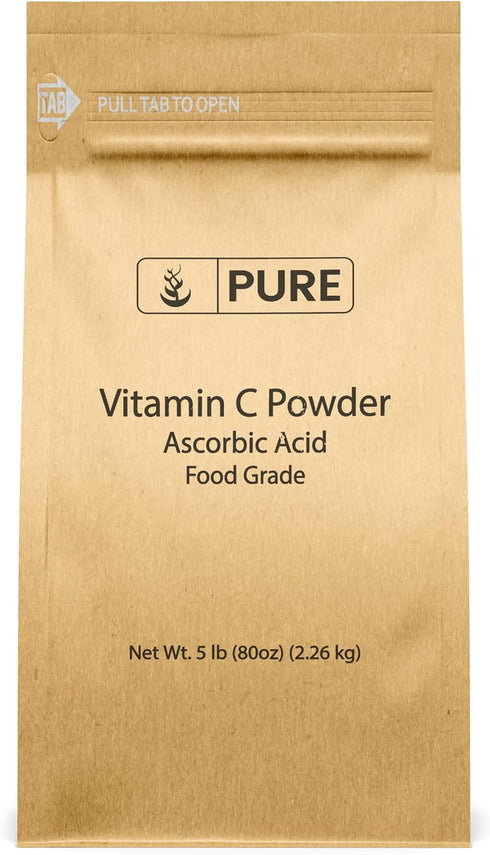 PURE ORIGINAL INGREDIENTS Vitamin C Powder, 5 lb Ascorbic Acid, Non-GMO Dietary Supplement