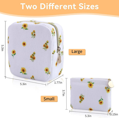 Teircno 2-Pack Period Bag for Women Girls, Portable Corduroy Sanitary Napkin Storage Bag Period Pouch Small Discreet