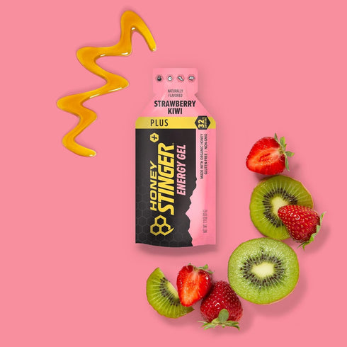 Honey Stinger Strawberry Kiwi Energy Gel | Caffeinated Gluten Free Sports Nutrition for Exercise, 24 Pack