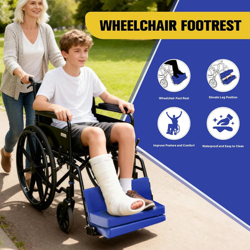 JZHLLA Adjustable Wheelchair Footrest High Density Foam Wheelchair Leg Rest Waterproof PU Leather Wheelchair Foot