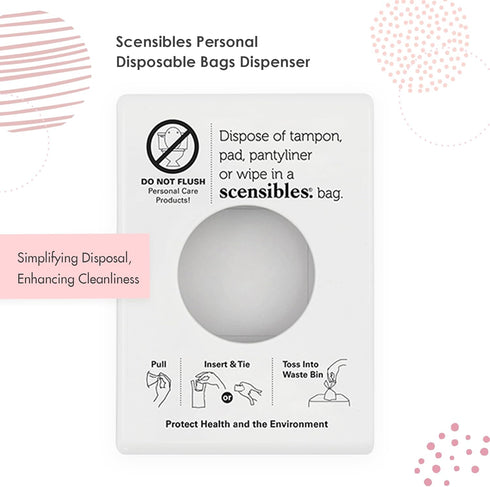 Scensibles Bathroom Dispenser for Menstrual Care Disposal - Bag Dispenser and Refill Boxes - for Tampons, Pads, Other