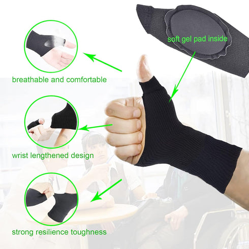 Thumb Arthritis Wrist Brace Compression Gloves, Fingerless Support Glove for Carpal Tunnel and Thumb Pain Relief for