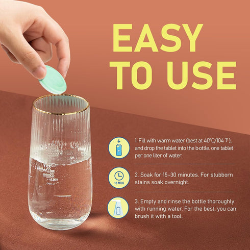 Water Bottle Cleaning Tablets - 18 Pack Hydration Bladder Cleansing Tablets for Water Bottle, Individually Packed