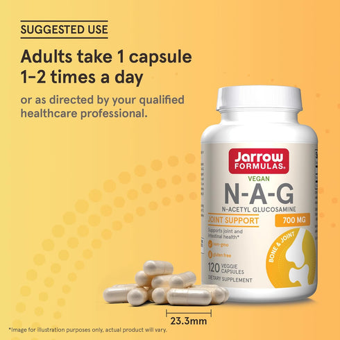 Jarrow Formulas N-A-G 700mg, 120 Veggie Capsules - N-Acetyl Glucosamine for Bone & Joint Support, Up to 120 Servings