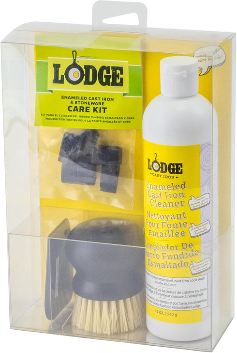 Set 11oz Package 5 Set Lodge Enameled Cast Iron & Ceramic Stoneware Cleaner Care Kit - Includes Cleaner, Black Pan