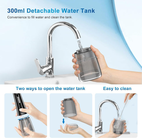 Cordless Water Dental Flosser by JNGOODS, 300ml Rechargeable Oral Irrigator with 4 Jet Tips