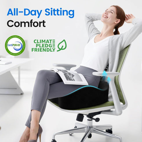 SofterCharm Tailbone/Sciatica Seat Cushion, Memory Foam Chair Cushions for Easing, Chair Pillow with Handles for Car