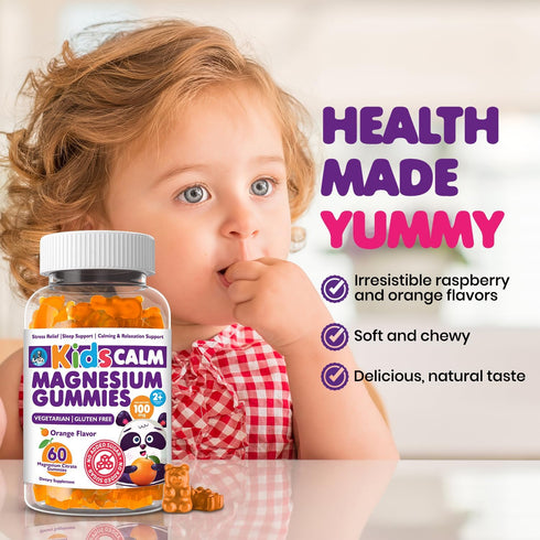 DR. MORITZ Sugar-Free Calm Magnesium Gummies for Kids and Adults, 60 Count, Orange Flavor