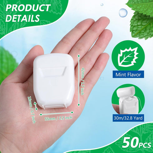 Baderke 50 Pcs Dental Floss Bulk - Wedding Gifts for Guests, Waxed Mint Dental Floss for Party Favors, Bridal Shower