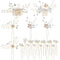 inSowni 18 Pack Gold Flower Bridal Wedding Hair Side Combs, U-shaped Pearls Hair Pins Accessories for Bridesmaids