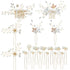 inSowni 18 Pack Gold Flower Bridal Wedding Hair Side Combs, U-shaped Pearls Hair Pins Accessories for Bridesmaids