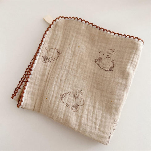 BuLuTu 100% Cotton Muslin Kitchen Towels, Cute Animals Pattern, Soft and Super Absorbent Cleaning Rags, 4 Pack