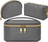 KTMOUW 3 Pcs Waterproof Makeup Bag Set | Portable Travel Cosmetic Organizer Storage Bag for Women, Grey