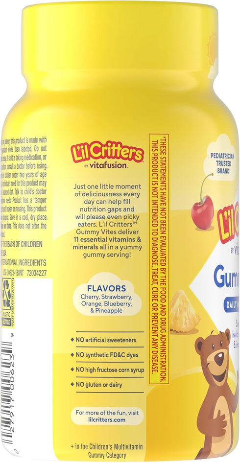 Gummy Gummy D3 Immune 70 Count Gummies Lil Critters Vites Daily Multivitamin for Kids, Vitamin C, for Support Cherry