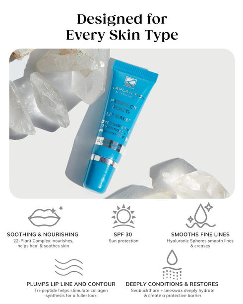 KAPLAN MD Perfect Pout SPF Lip Balm - Ultra Hydrating Treatment for Dry Lips, Sunscreen SPF 30, Non-Sticky