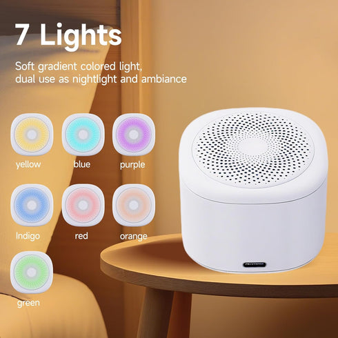 Sleep,10 7 3 Settings, 15-18 White Noise Machine for Soothing Sounds, Night Light Colors, Timer Portable Sound Machine