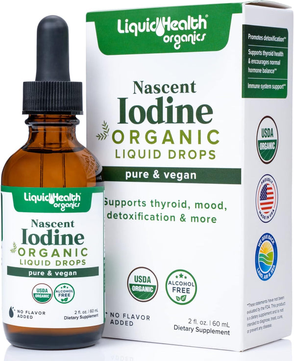 LIQUIDHEALTH Nascent Iodine Organic Liquid | Pure Iodine Supplement | Liquid Iodine Drops for Thyroid & Immune Support