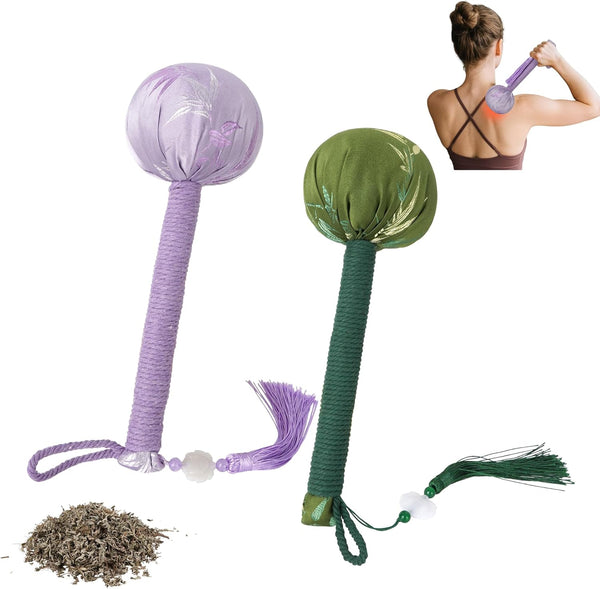 U Scinan 2PCS Herbal Massage Hammer Long Hand Percussion Sticks for Muscle Tension &