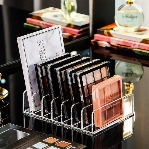 Vowcarol Acrylic Eyeshadow Palette Organizer, 7-Section Divided Makeup Holder - Clear 2 Pack