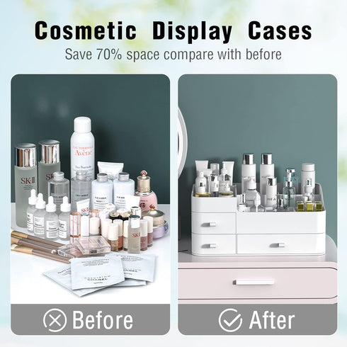 Makeup Organizer for Vanity, Large Capacity with Drawers, Skin Care Organizer, Cosmetic Display Cases for Countertop