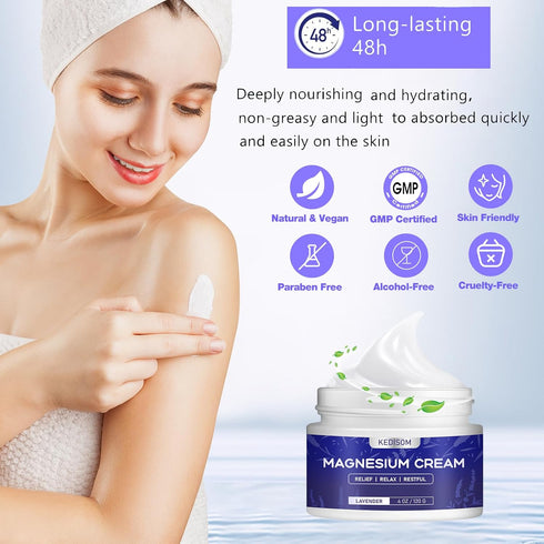 Magnesium Cream for Sleep - Natural Topical Magnesium Lotion, Calm - Nighttime Body Butter for Deep Hydration - Safe