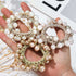 Pearl Hair Scrunchies Rhinestone Hair Ties Elastic Hair Bands Ponytail Holder Hair Ropes Hair Accessories for Women and Girls(Pack of 3)