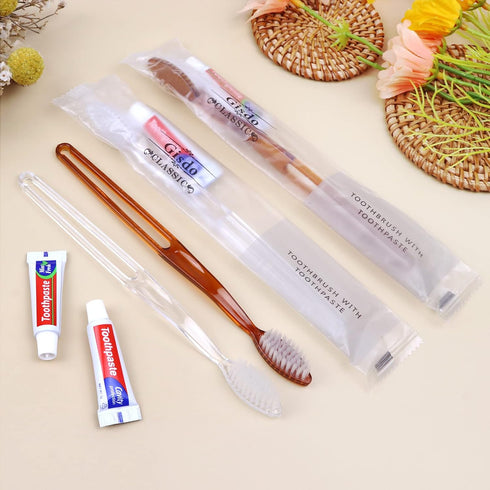 100 Pack Travel Toothbrushes with Toothpaste Set, Individually Wrapped Disposable Toothbrushes Bulk for Hotel Guests, 2