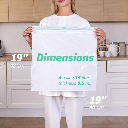 4 Gallon Drawstring Trash Bags, 60 Count, 0.5 Mil Strong Small Garbage Bags for Office Bathroom Kitchen