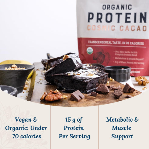 Live Conscious Organic Pea Protein Powder - Cosmic Cacao Chocolate Flavor | Plant-Based Vegan Protein Blend