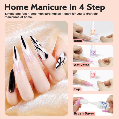 Lavender Violets Dip Powder Liquid Set, Activator, Base Top Coat, Nail File Necessary Tools for Dipping