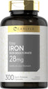 Carlyle Easy Iron 28 mg, 300 Capsules, Non-GMO, Gluten Free, Gentle on Stomach Formula