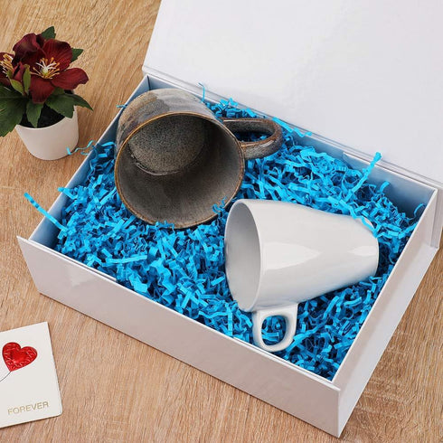 White Gift Box for Presents, 10.8x7.5x3.5 Inches Magnetic Gift Boxes with Lid for Bridesmaid Wedding Birthday Packaging