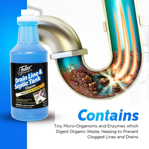 Fuller Brush Drain Line & Septic Tank Cleaner, Superior Formula for Slow Moving Lines, 1 Pack