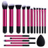 BS-MALL Makeup Brushes - 16 Pcs Purple Short Handle Travel Set with 1 Triangle Puff (HotPink)