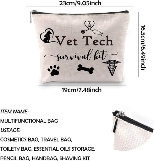 WCGXKO Veterinary Technician Gift Vet Tech Survival Kit Portable Travel Accessories Toiletry Bag Makeup Bag