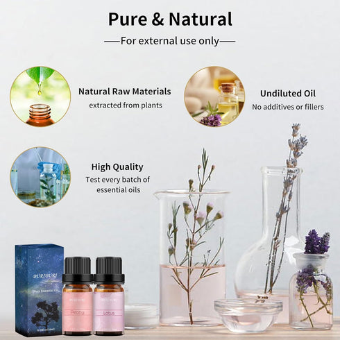 BURIBURI Lotus and Peony Essential Oils Gifts Set - 2 Pack, 100% Pure Natural Flower Diffuser Oil for Massage, Soap