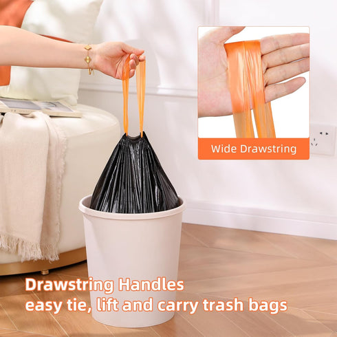 funest 4 Gallon Small Drawstring Garbage Bags, 75 Counts, Thick Plastic Wastebasket Liners for Bathroom